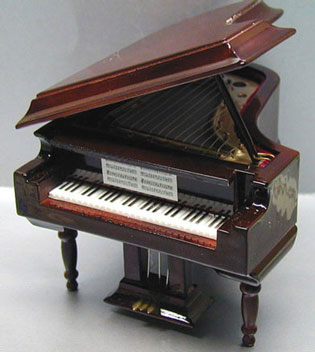 Dollhouse Miniature Grand Piano with Bench